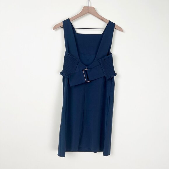 Anthropologie Tibi Ruffle Trimmed Cady Mini Dress Ruched Corset Pinafore Pockets - Picture 11 of 13
